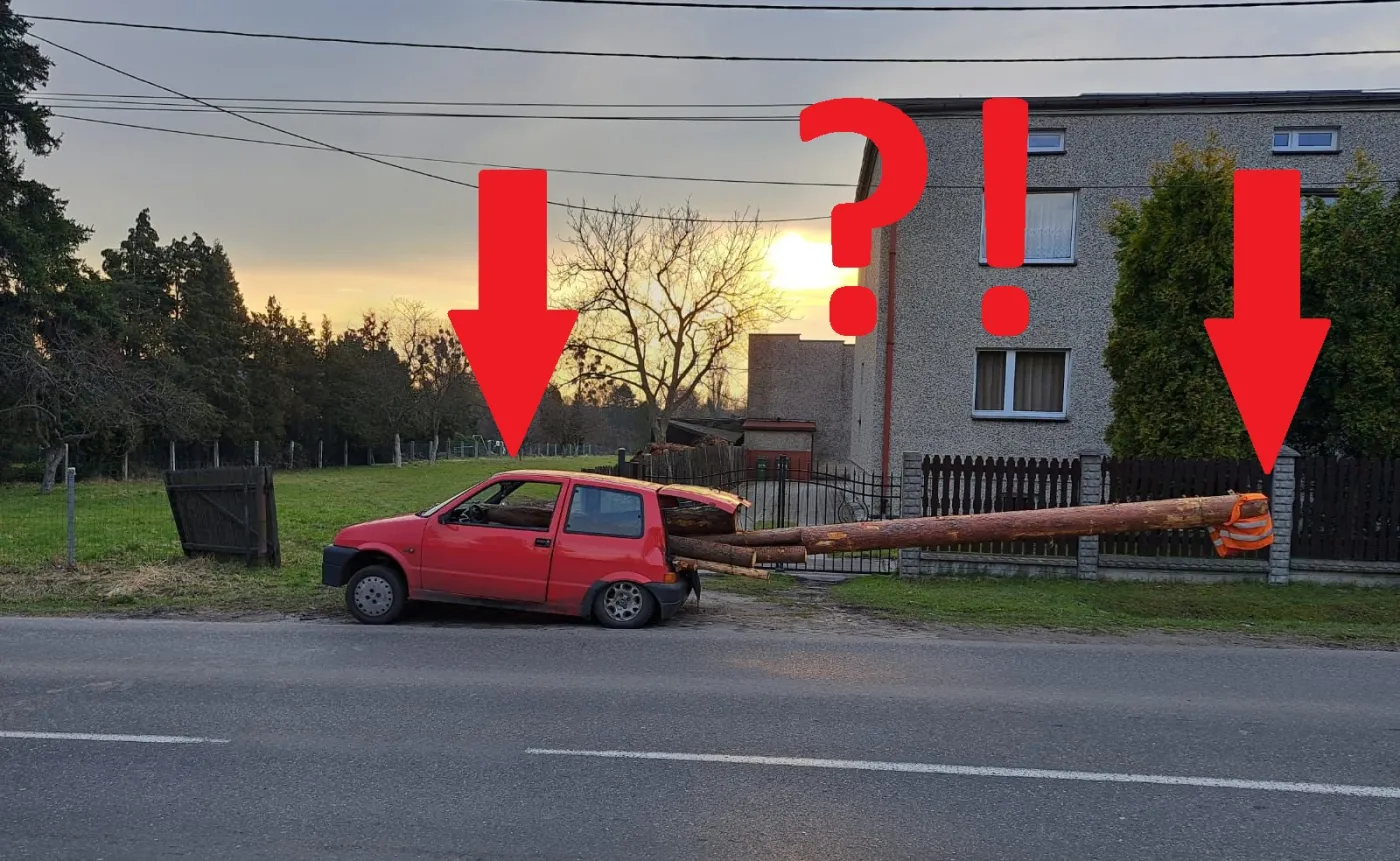 Cinquecento wiózł 9-metrowy bal drewna. Policja w szoku, NOWE fakty i nagranie