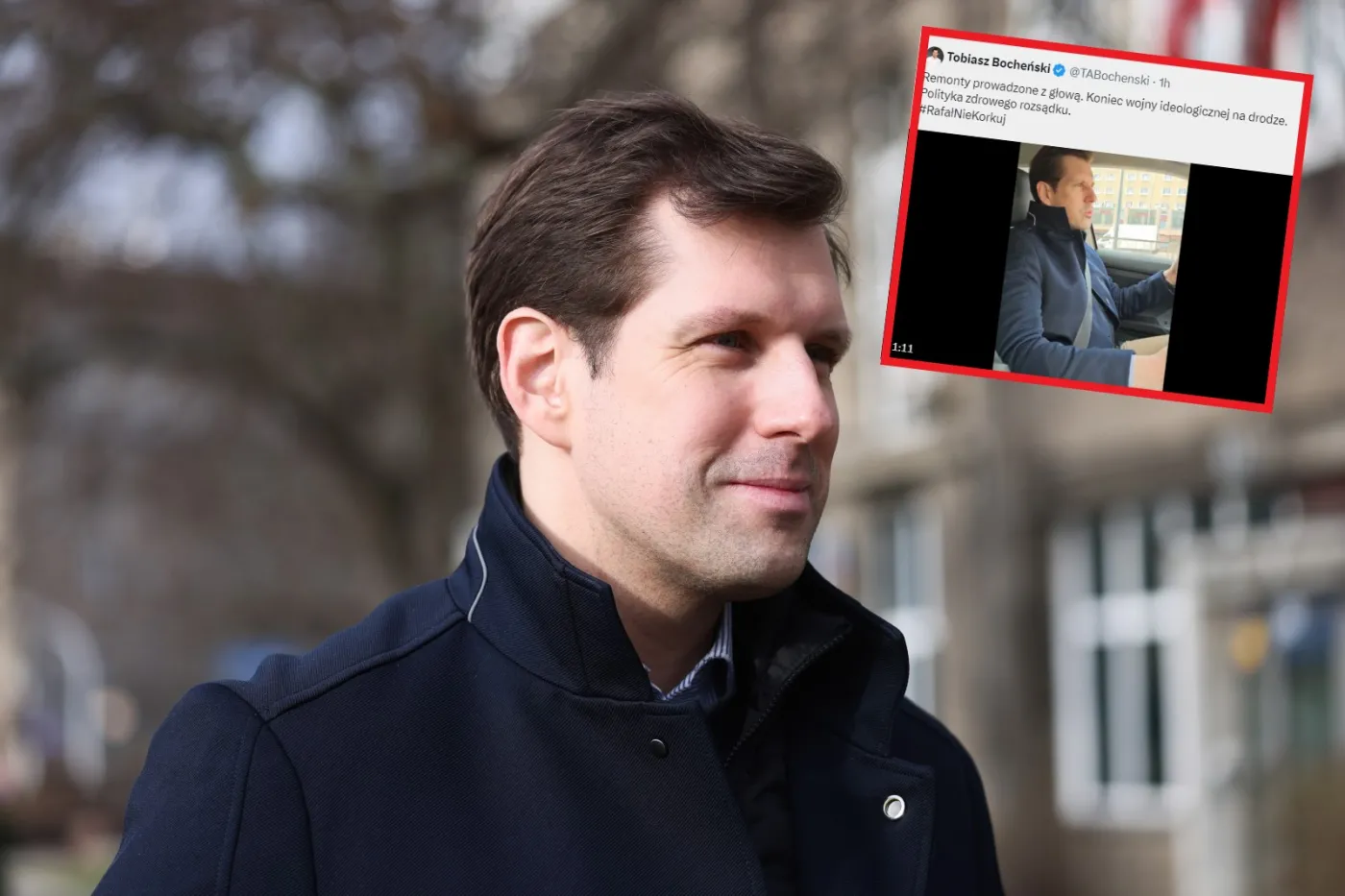 Bocheński prowadził auto i nagrywał film. W sieci zawrzało