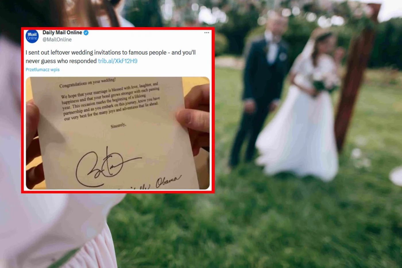 Zaprosiła na swój ślub sławnych ludzi. Odpowiedź ją zszokowała