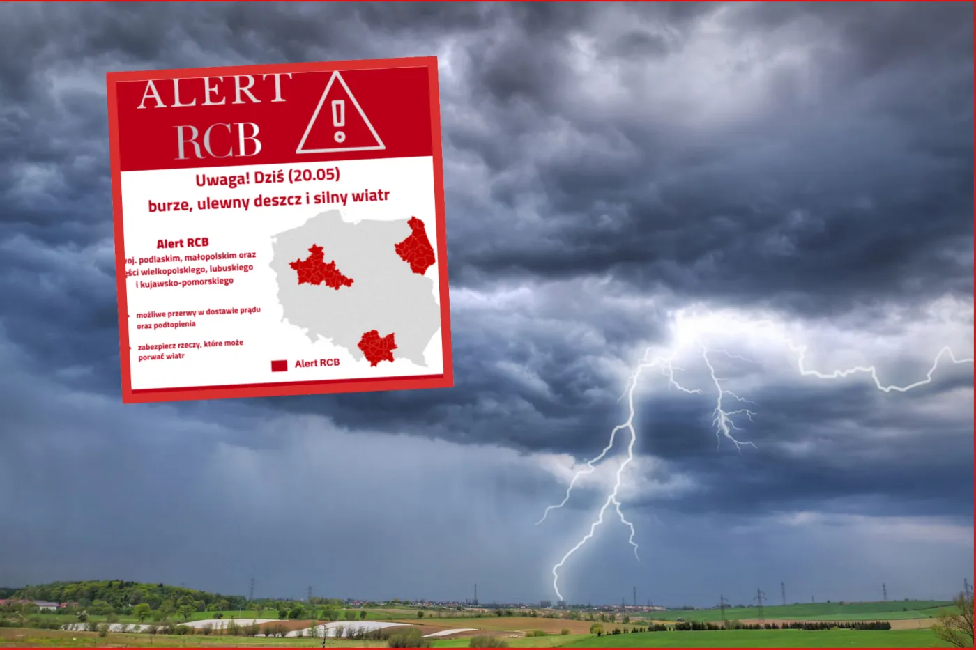 Alert RCB dla 6 województw. Burze, ulewny deszcz i silny wiatr