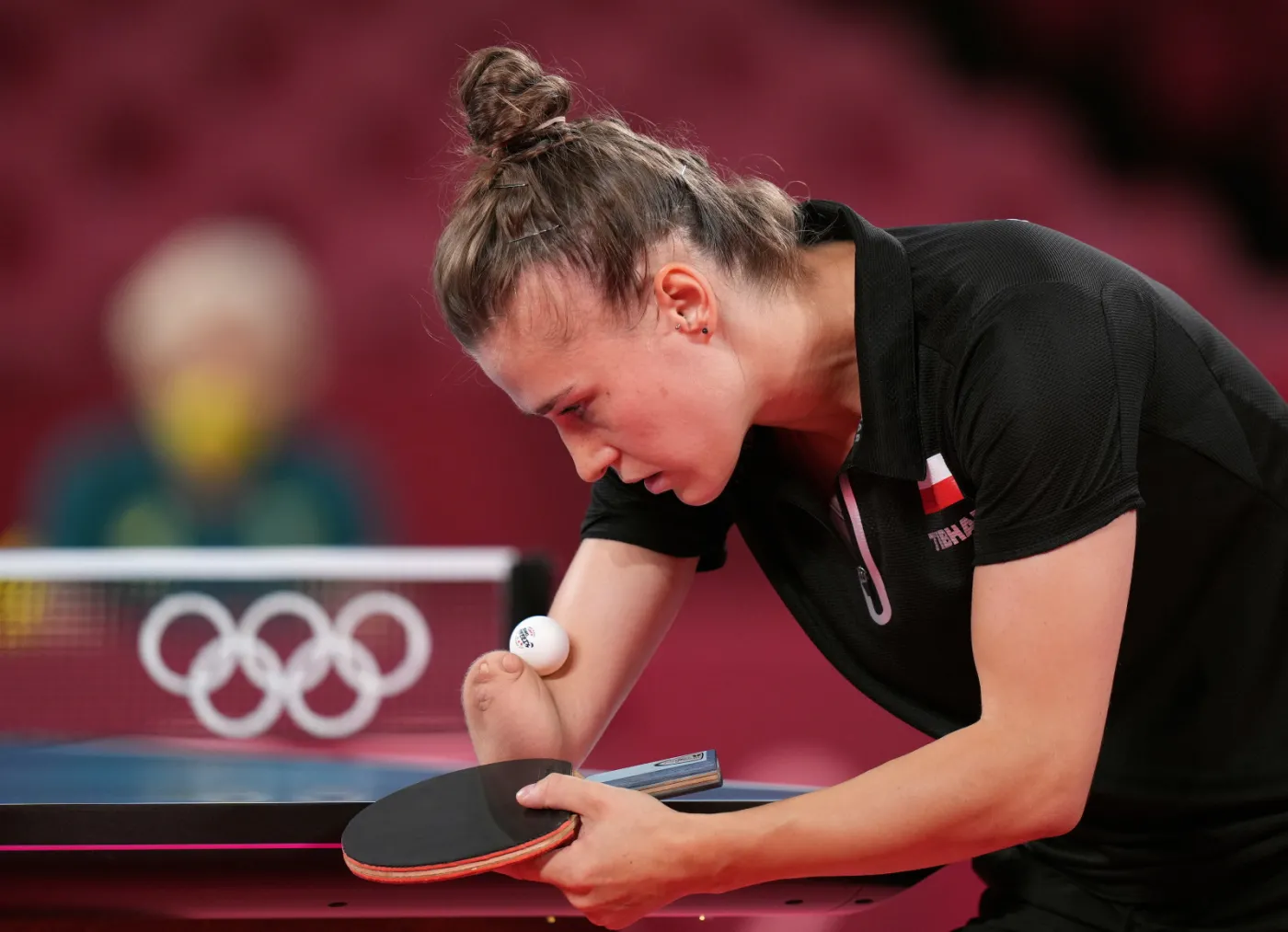 Natalia Partyka podczas meczu z Michelle Bromley na IO w Tokio