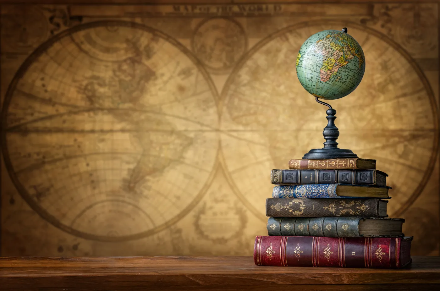 Old,Geographical,Globe,And,Old,Book,On,Map,Background.,Science,