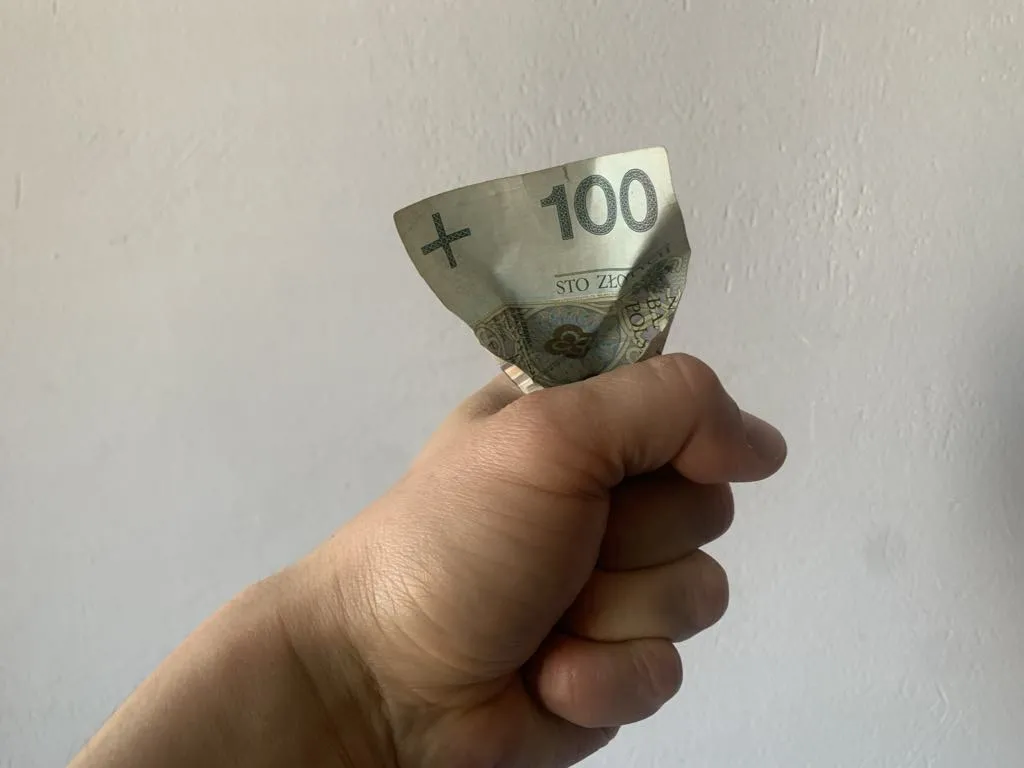 Pieniądz banknot w garści