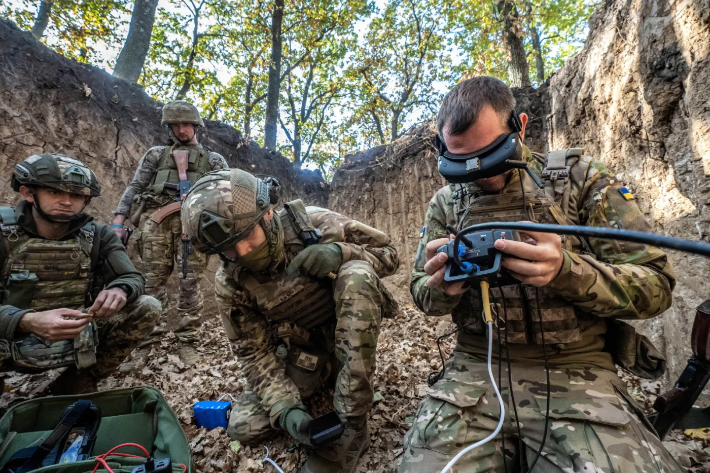  Żołnierze oddziału dronów ("aeogrupy") 154. brygady Sił Zbrojnych Ukrainy