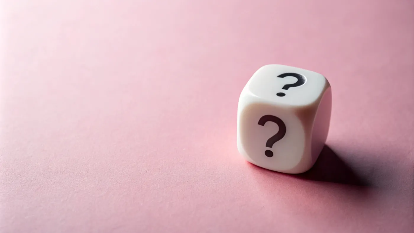 Question,Mark,White,Dice,Shape,On,Pink,Background,For,Presentation