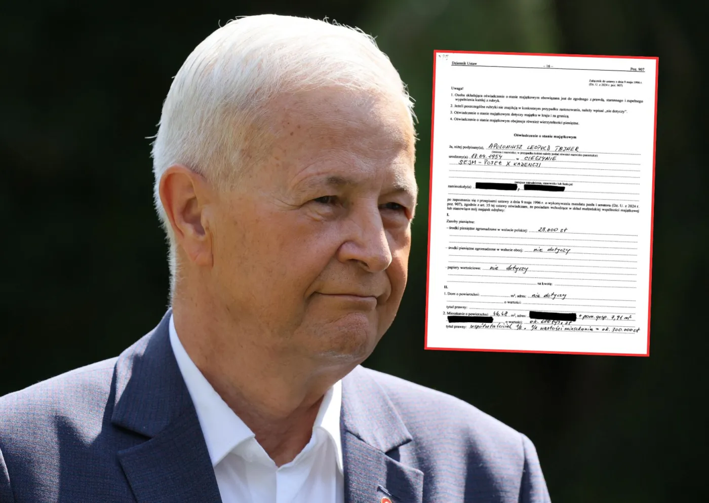 Oto majątek Apoloniusza Tajnera. Jego emerytura przyprawia o zawrót głowy