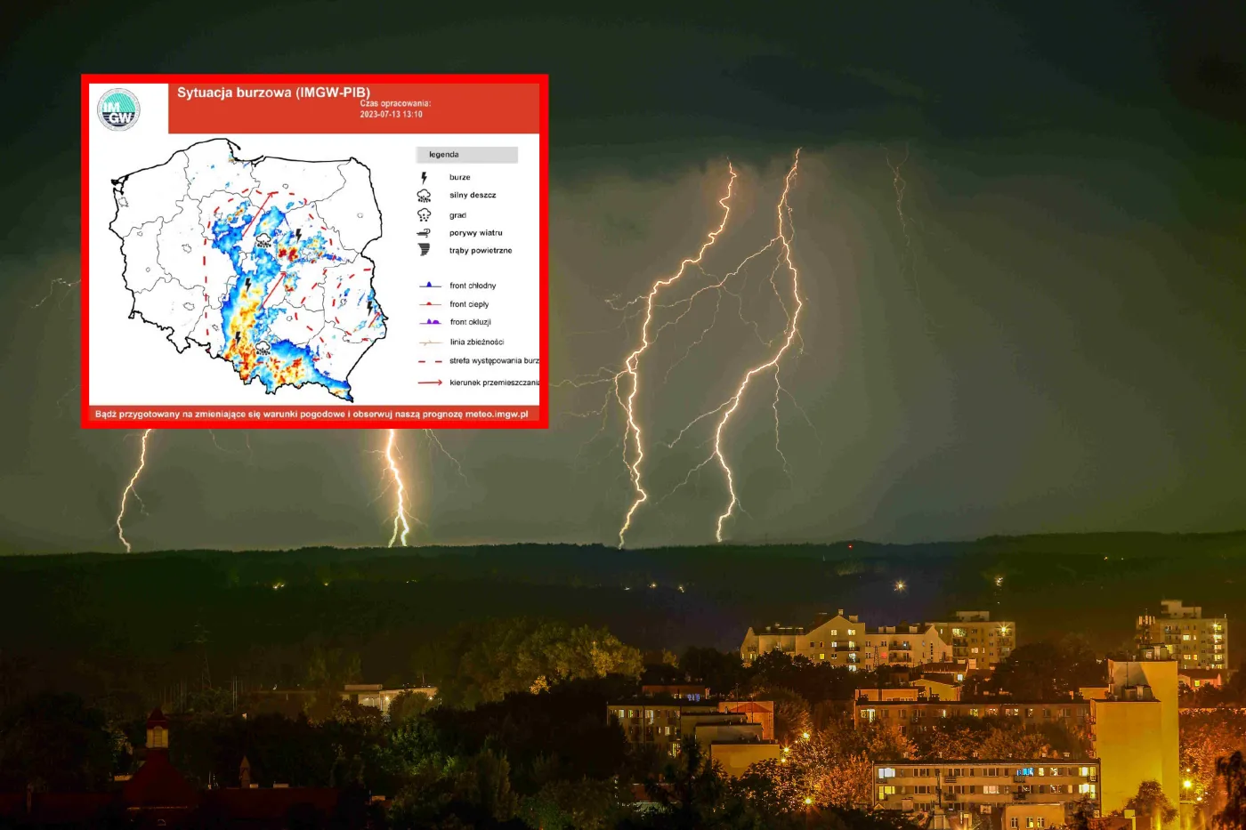 Przez Polskę przechodzi strefa burz. Alerty IMGW pierwszego i drugiego stopnia