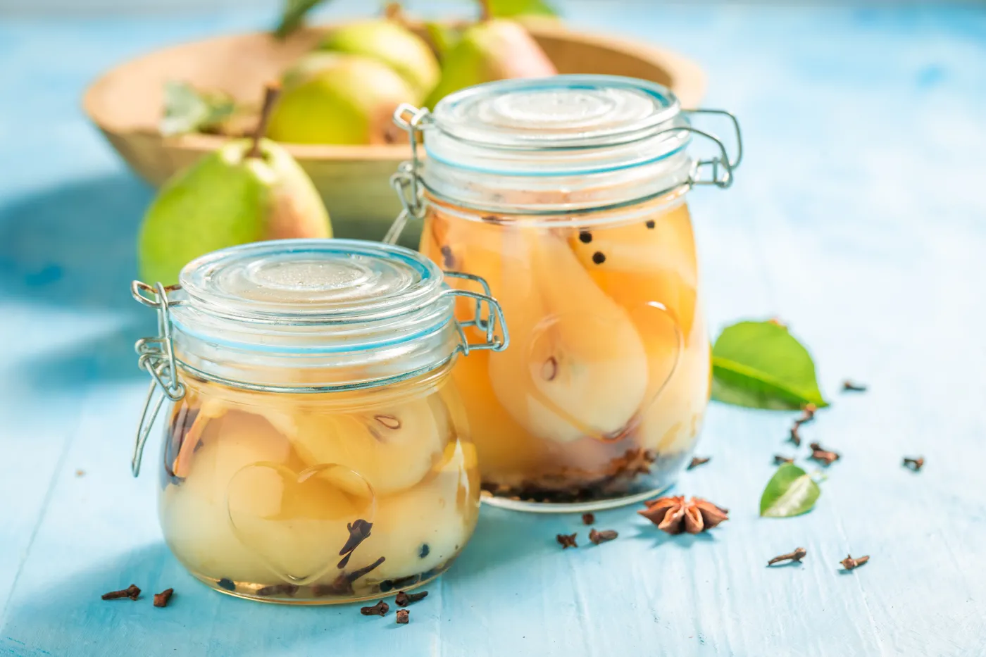 Ingredients,For,Fresh,Pickled,Pears,On,Wooden,Table