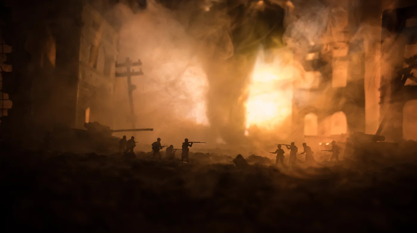 War,Concept.,Military,Silhouettes,Fighting,Scene,On,War,Fog,Sky