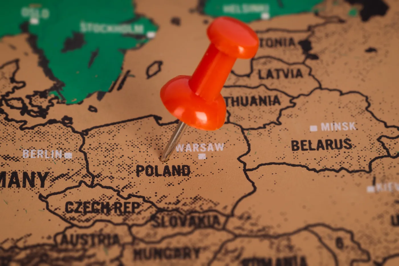 Location,Poland,,Push,Pin,On,Map,Close-up,,Marker,Of,Destination