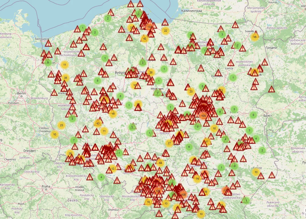 Interaktywna mapa pokazująca gdzie aktualnie jest najwięcej kleszczy w Polsce