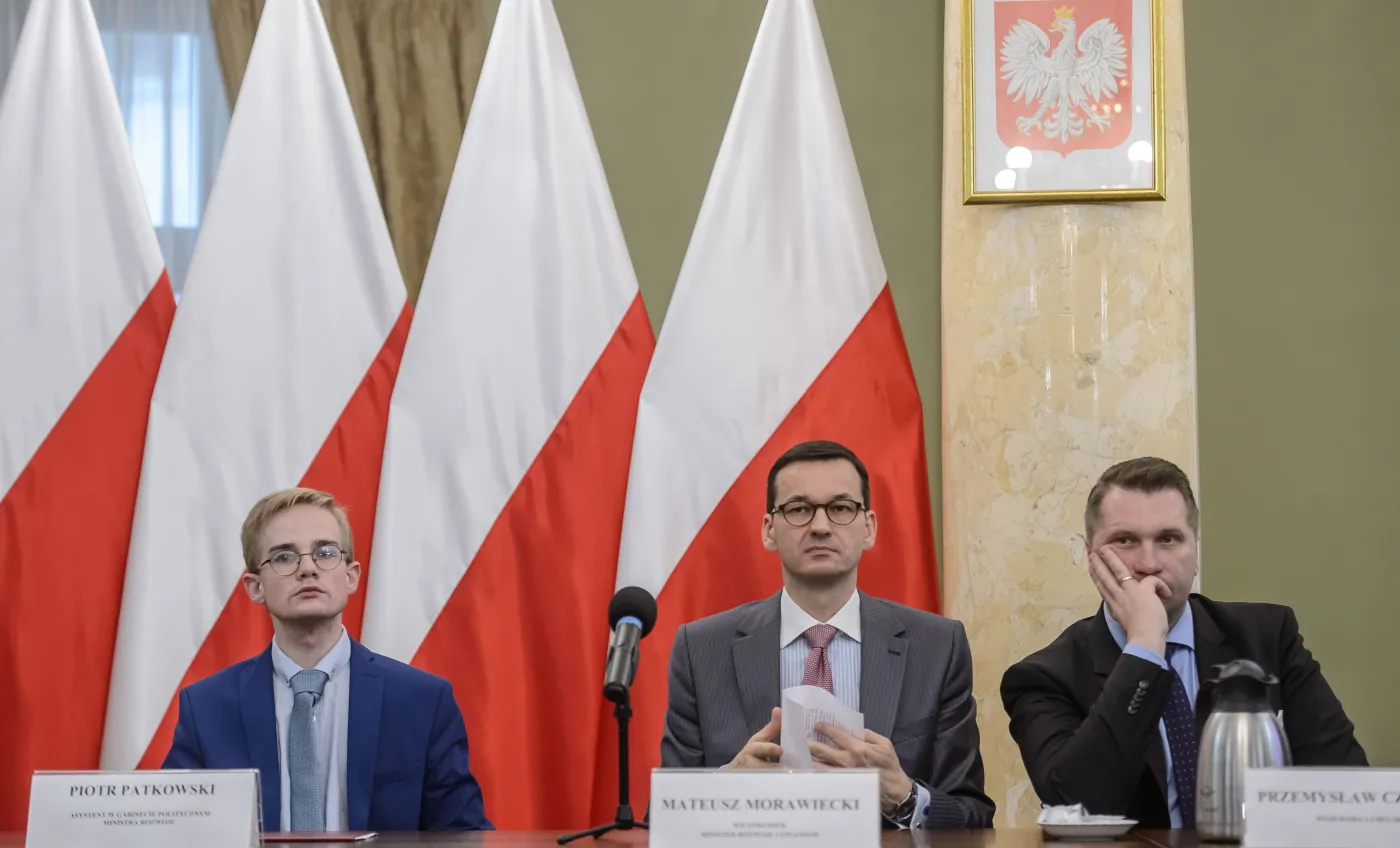 Od lewej: Piotr Patkowski, Mateusz Morawiecki i były wojewoda lubelski Przemysław Czarnek