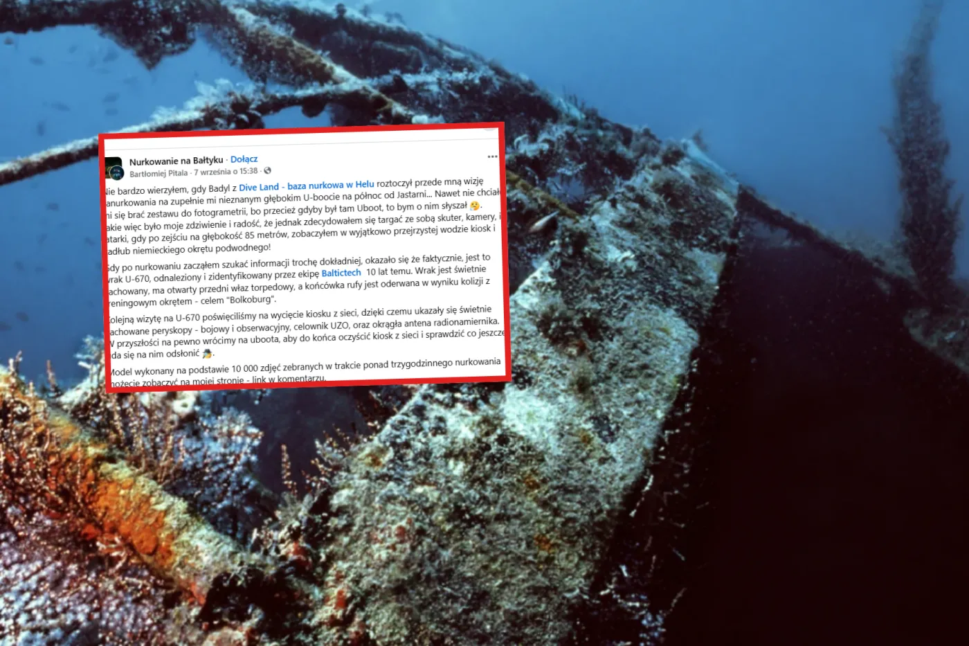 Niesamowite odkrycie na dnie Bałtyku. Polski nurek trafił na wrak z tragiczną historią