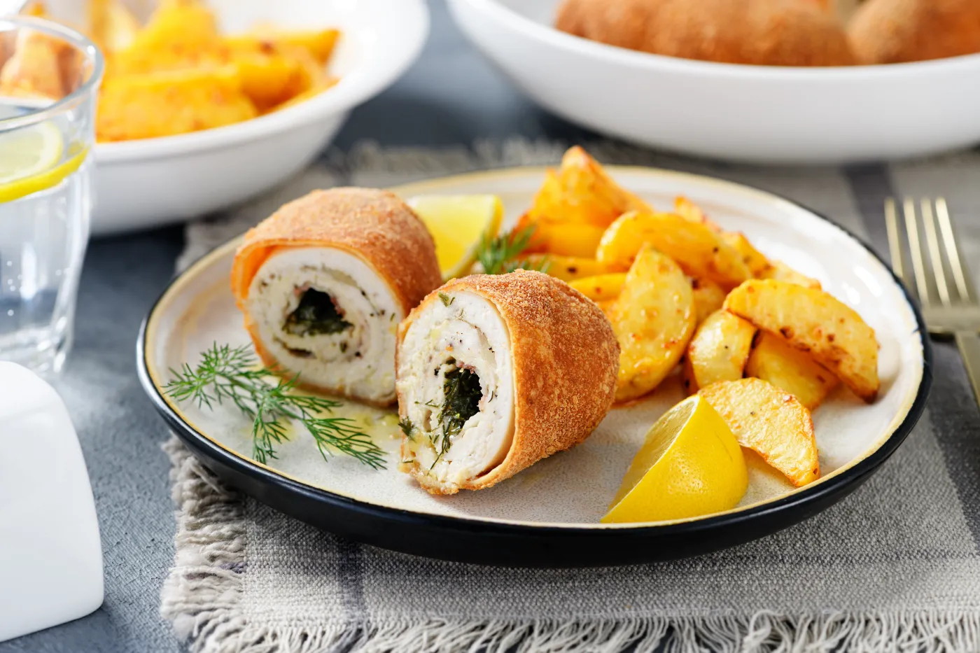 Chicken,Kiev,Breast,Stuffed,With,Butter,,Garlic,And,Dill.,Served