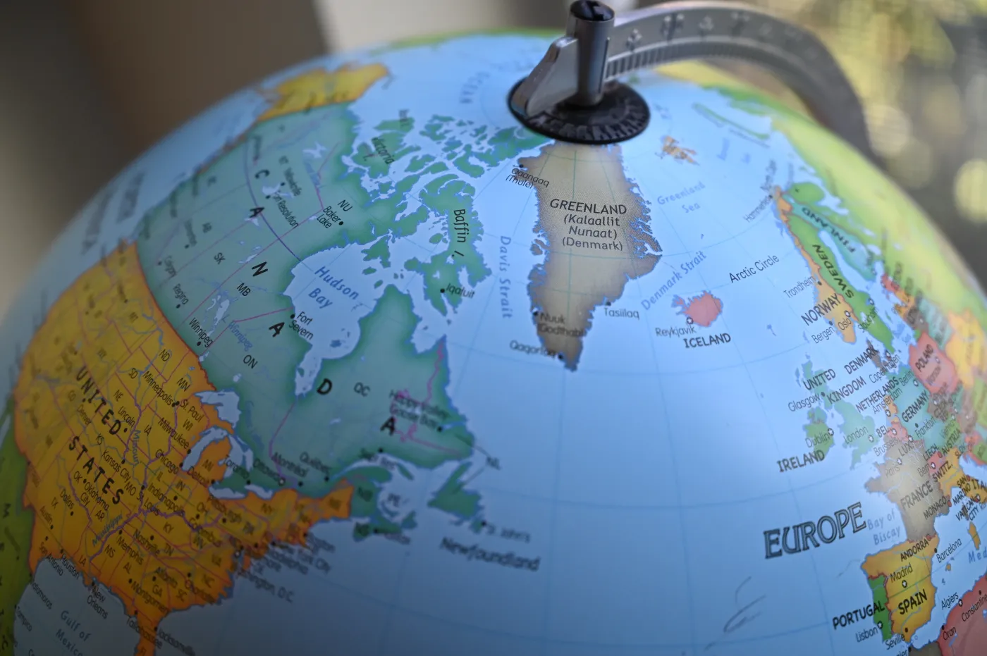 Close-up,Of,The,Country,Of,Greenland,Viewed,On,A,Globe