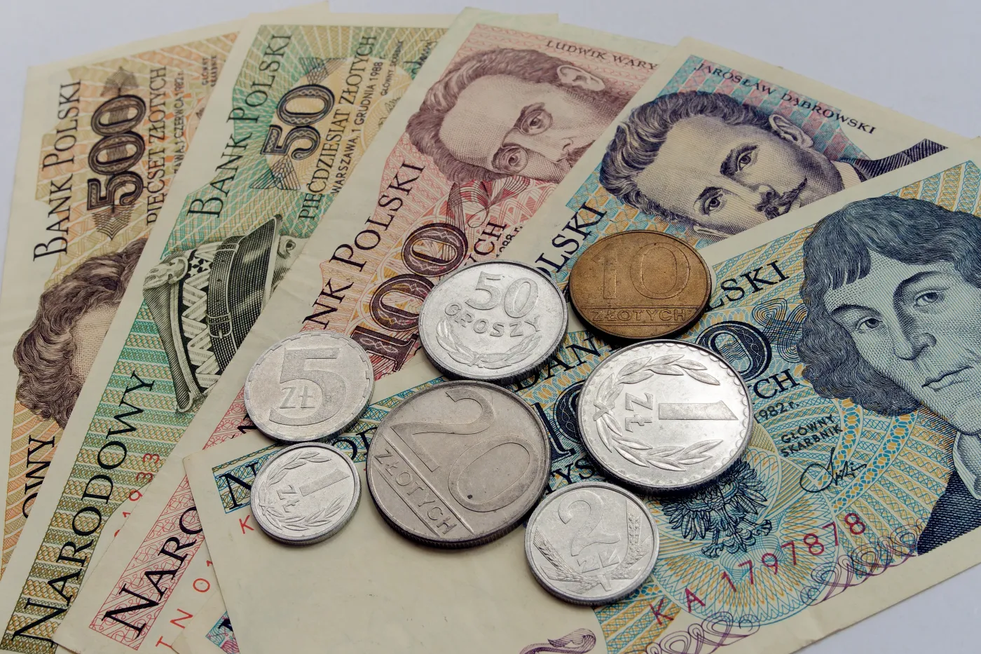 Old,Polish,Money,,Banknotes,And,Coins,From,80s,,90s.,On