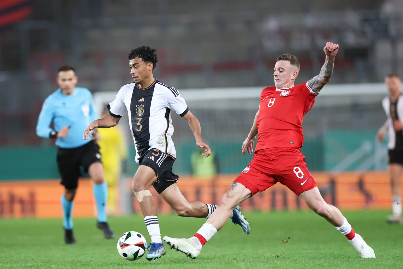 Nathaniel Brown i Kacper Kozłowski. W meczu reprezentacji do lat 21 Niemcy pokonali Polaków 3:1