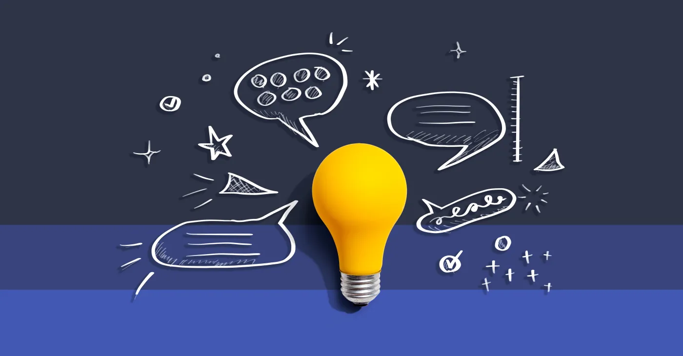 Brainstorming,Concept,With,A,Light,Bulb,And,Speech,Bubbles,