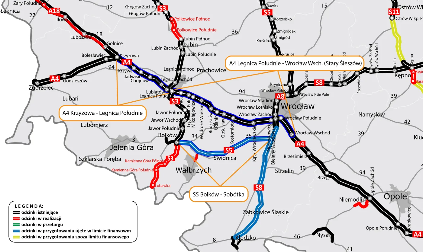 Autostrada A4. Jest umowa na dokumentację rozbudowy odcinka Legnica - Wrocław