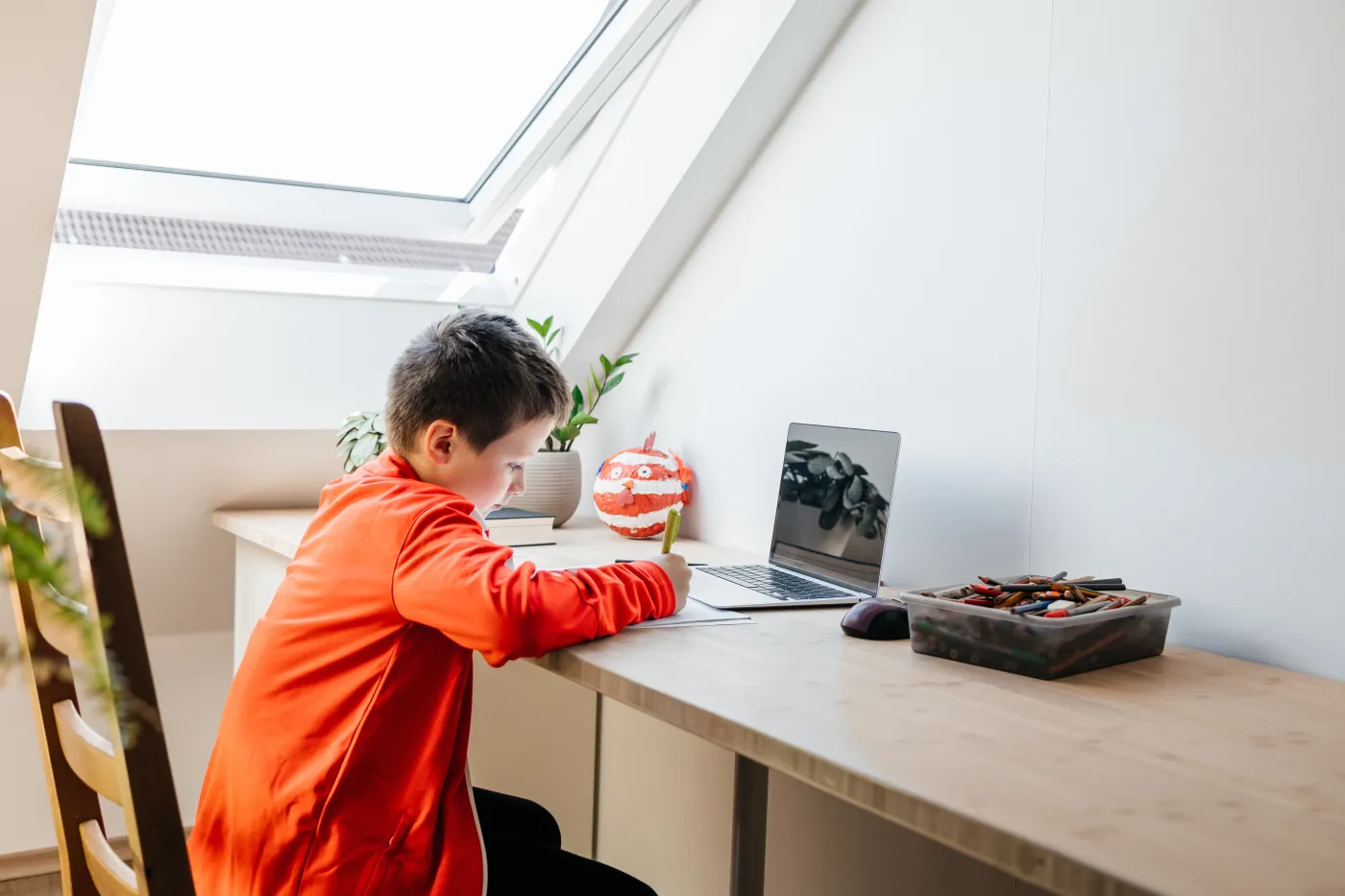 Boy,Student,Learning,Online,Using,Laptop,At,Home