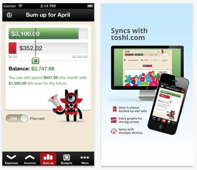 Toshl Finance (iOS, Android, WP)