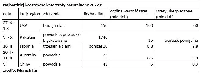 Najbardziej kosztowne katastrofy naturalne w 2022 r.