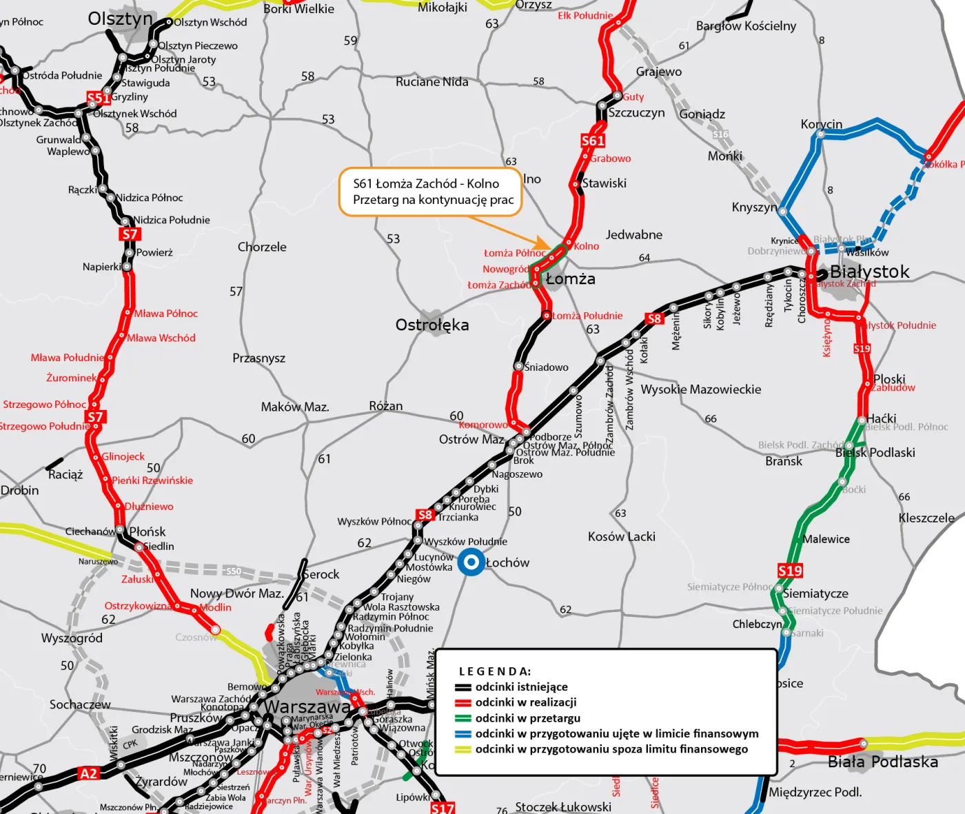 Budowa Via Baltica: GDDKiA ogłosiła ponowny przetarg na 13-km odcinek trasy S61