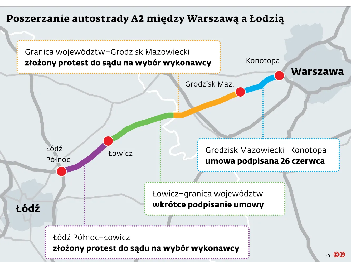 Poszerzanie autostrady A2 miedzy Warszawa i Lodzia