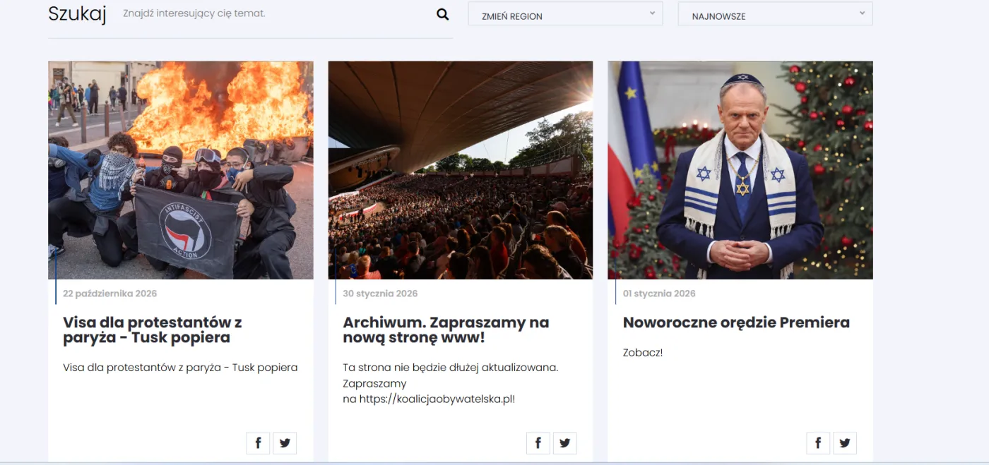 Była strona internetowa PO przejęta. Przerobione zdjęcia, Kamil ...