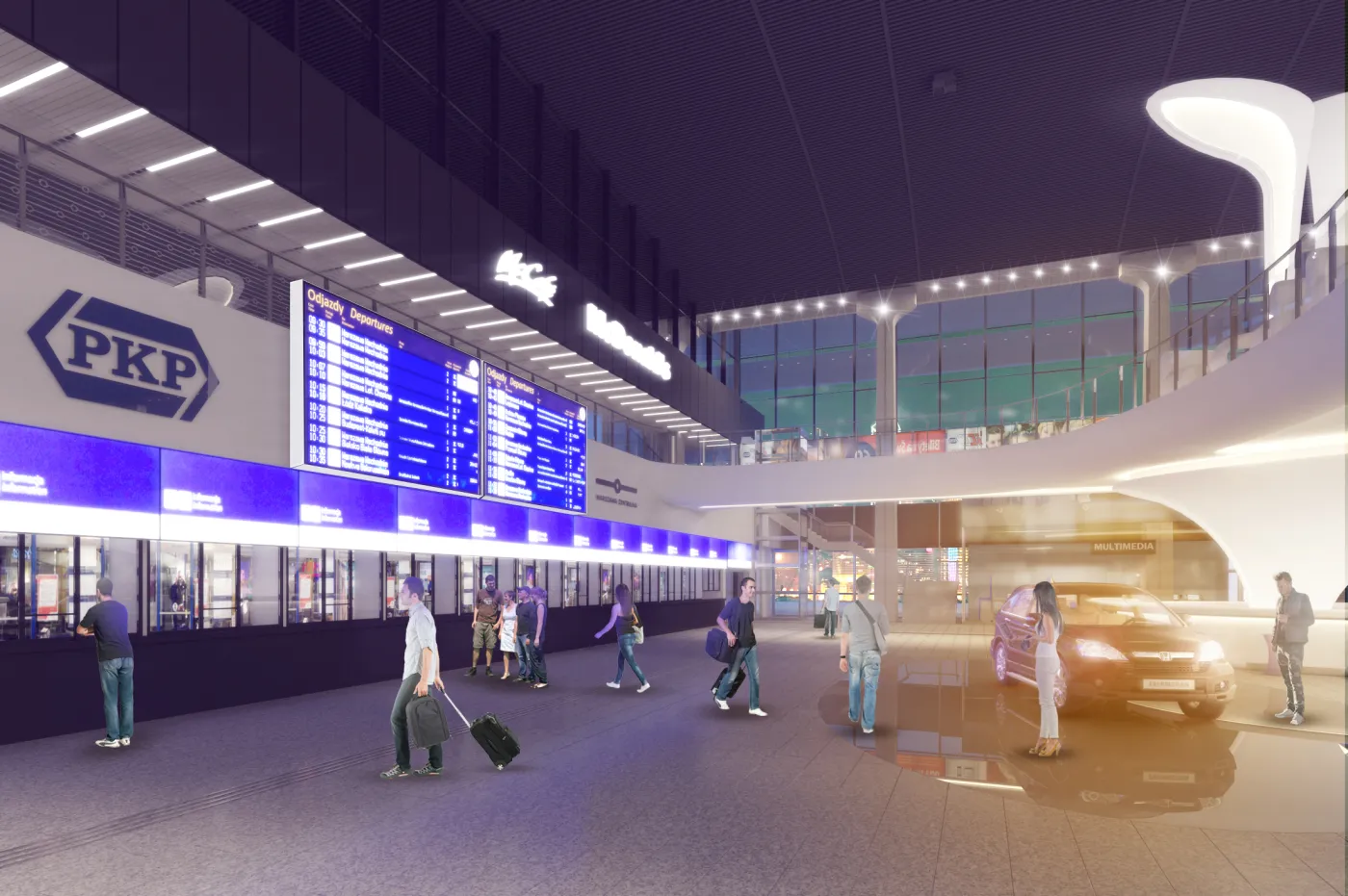 Warszawa Centralna z antresolą. Widok od strony kas