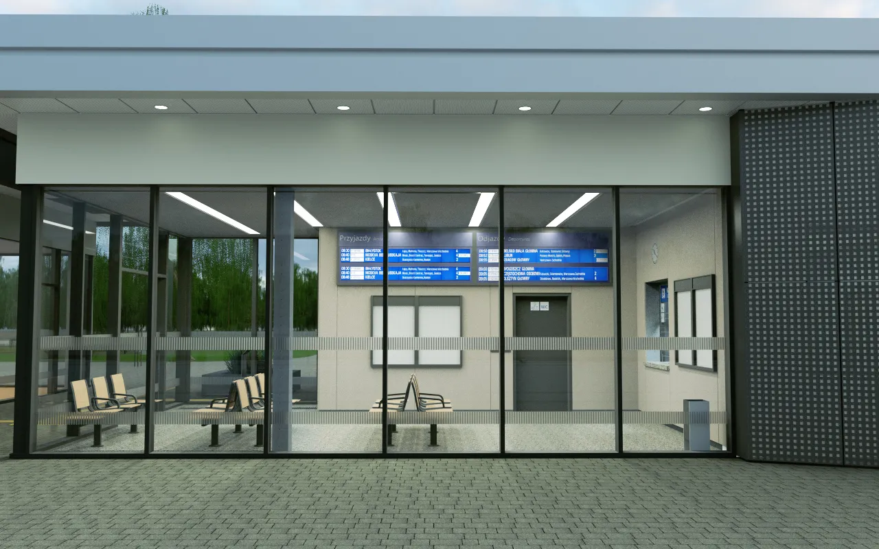 Poczekalnia dworca systemowego w Mławie