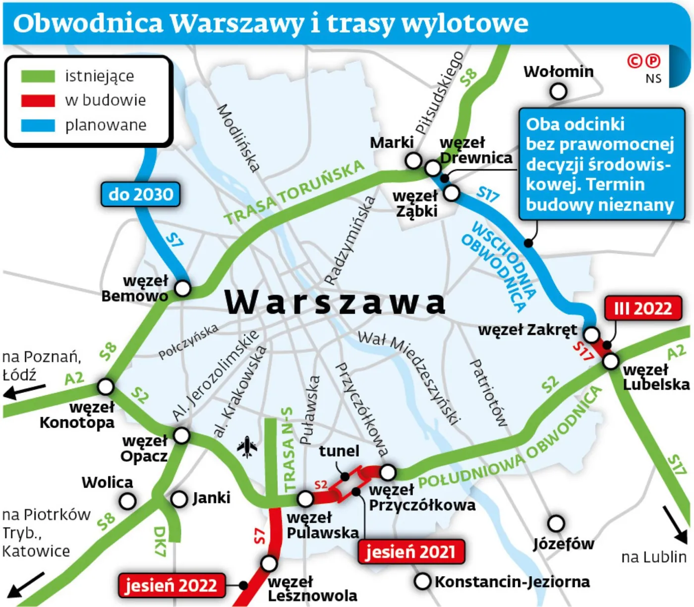 Wschodnia obwodnica Warszawy wciąż czeka na odblokowanie [MAPA]