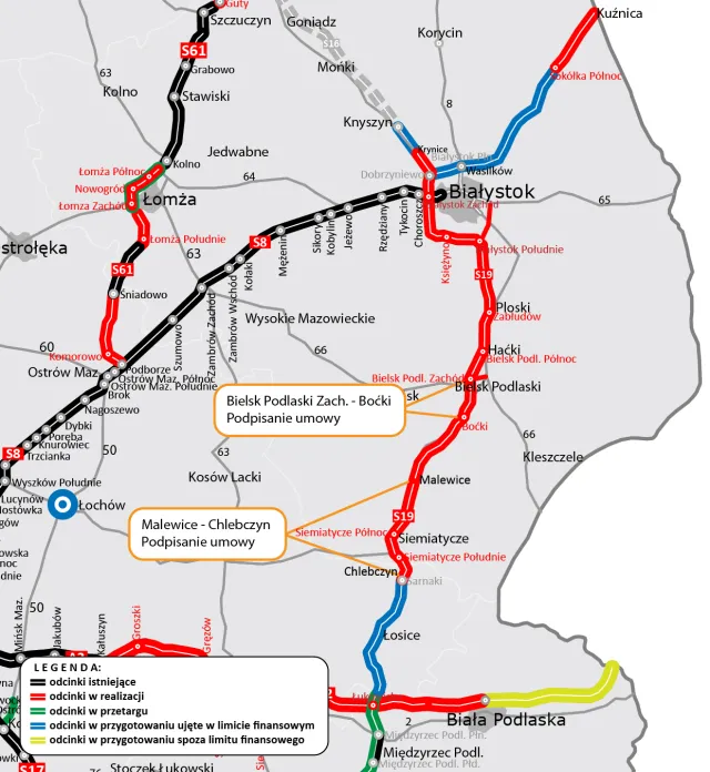 Budowa Via Carpatia. Podpisano dwie ostatnie umowy na fragmenty S19 na południe od Białegostoku