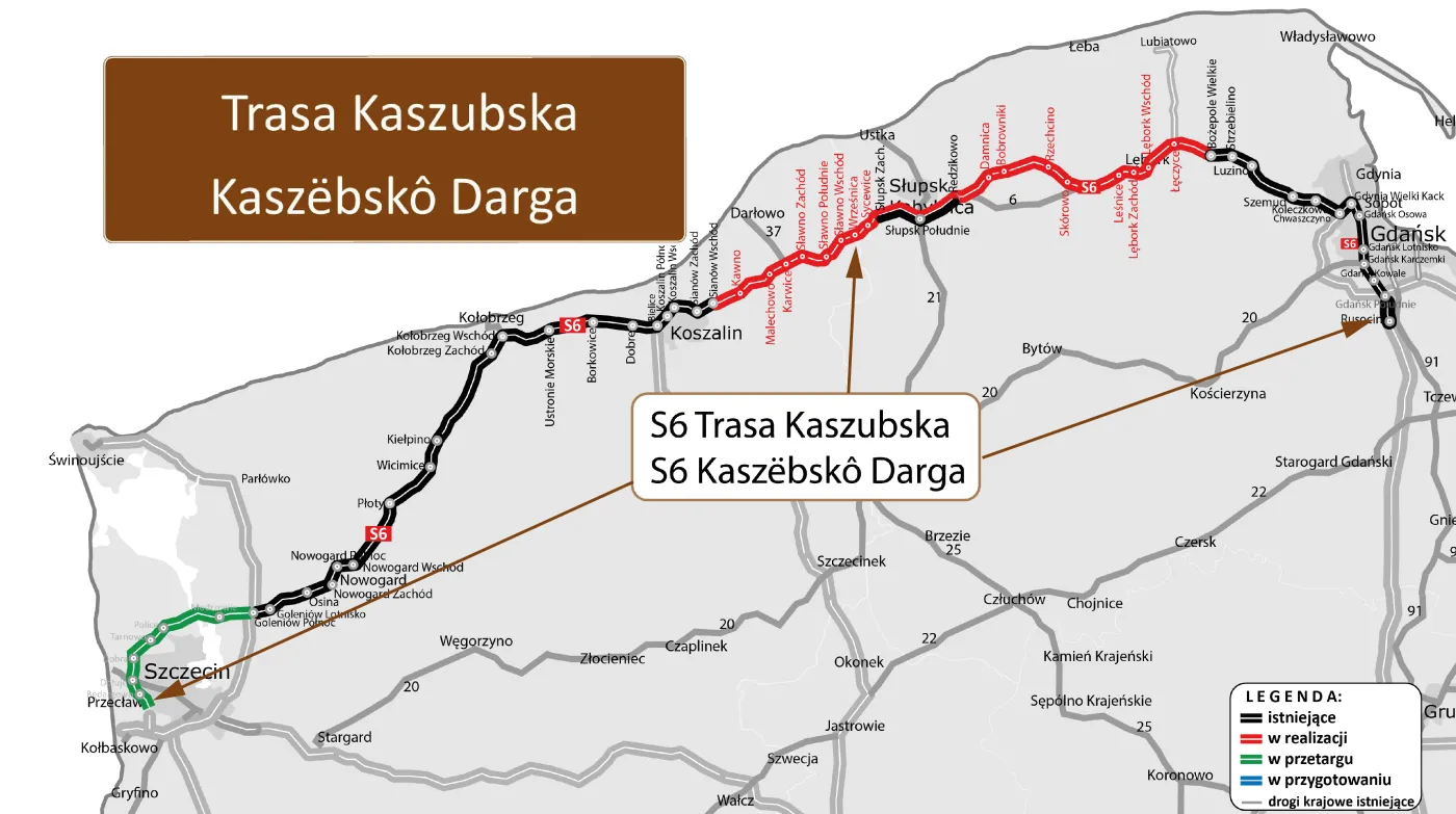 Kaszëbskô Darga - mapa