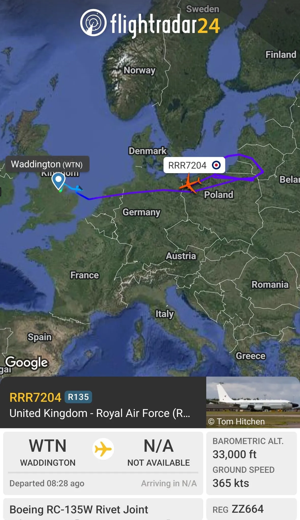 Całość trasy RC-135W