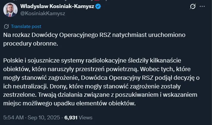 Komunikat Szefa MON