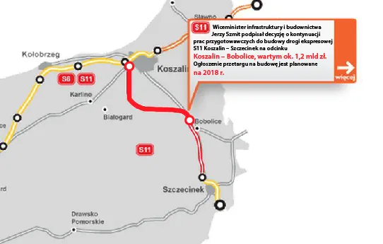 Przetarg na zachodniopomorską S11 będzie ogłoszony w 2018 r. [MAPA]