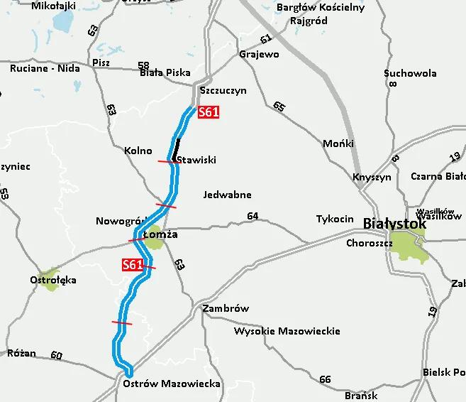 442, 8 mln zł będzie kosztować budowa fragmentu obwodnicy Łomży na S61 Via Baltica