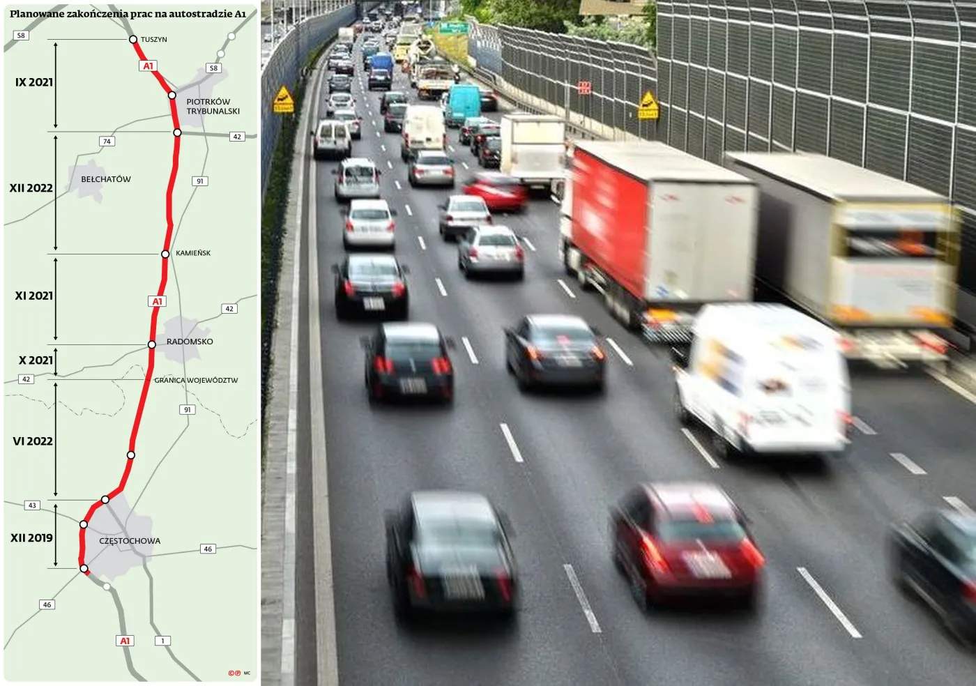 Kiedy powstanie kluczowy odcinek autostrady A1? Trwa wyścig z czasem [MAPA]