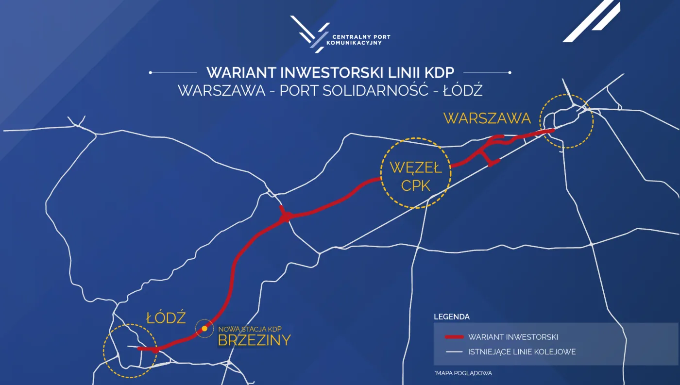 Kolej dużych prędkości Warszawa-Łódź: CPK wybrała rekomendowany przebieg trasy