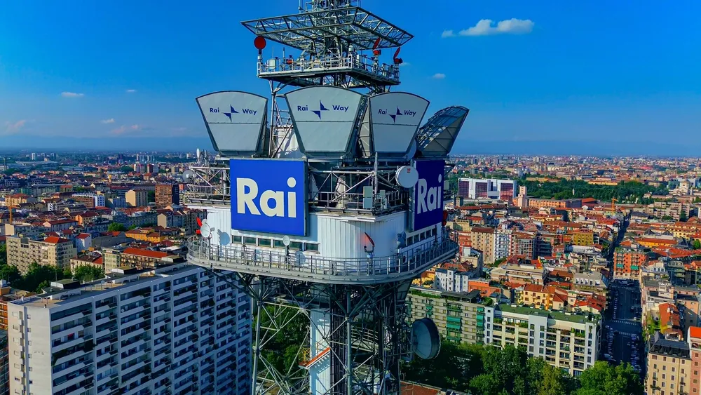 Aerial,View,Of,Rai,,Radio,Televisione,Italiana,Tower,In,Milan.