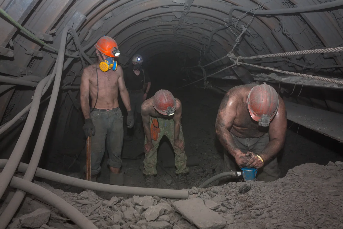 Miners,Work,In,Underground,Mining.,Donetsk,,Ukraine