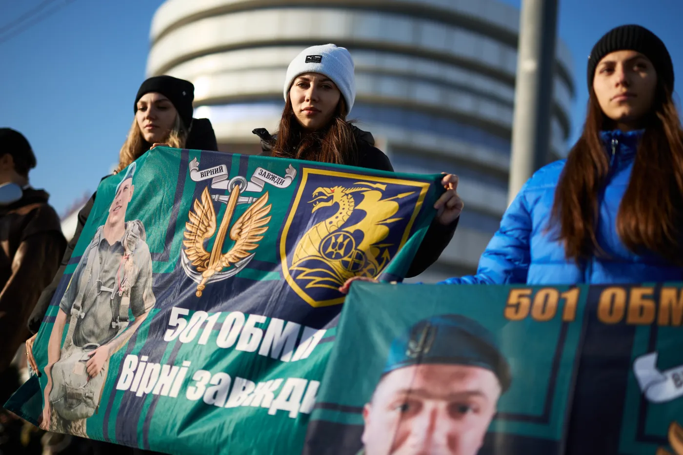 Ukrainian,Women,,Relatives,Of,Captured,Marines,,Demonstrating,With,Flags,And