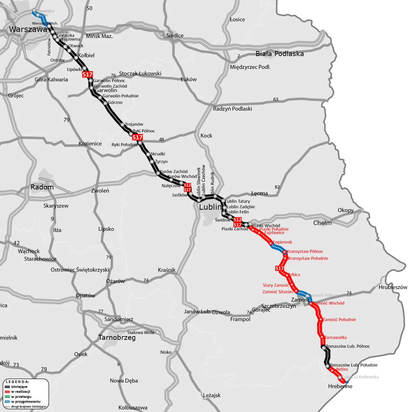 S17 Warszawa - Hrebenne