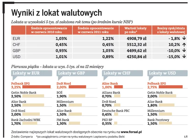 Tylko lokaty frankowe dają zarobić - zobacz ranking depozytów walutowych