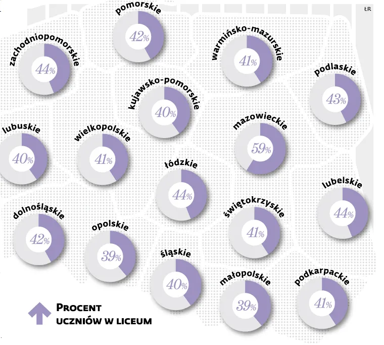Procent uczniów w liceum