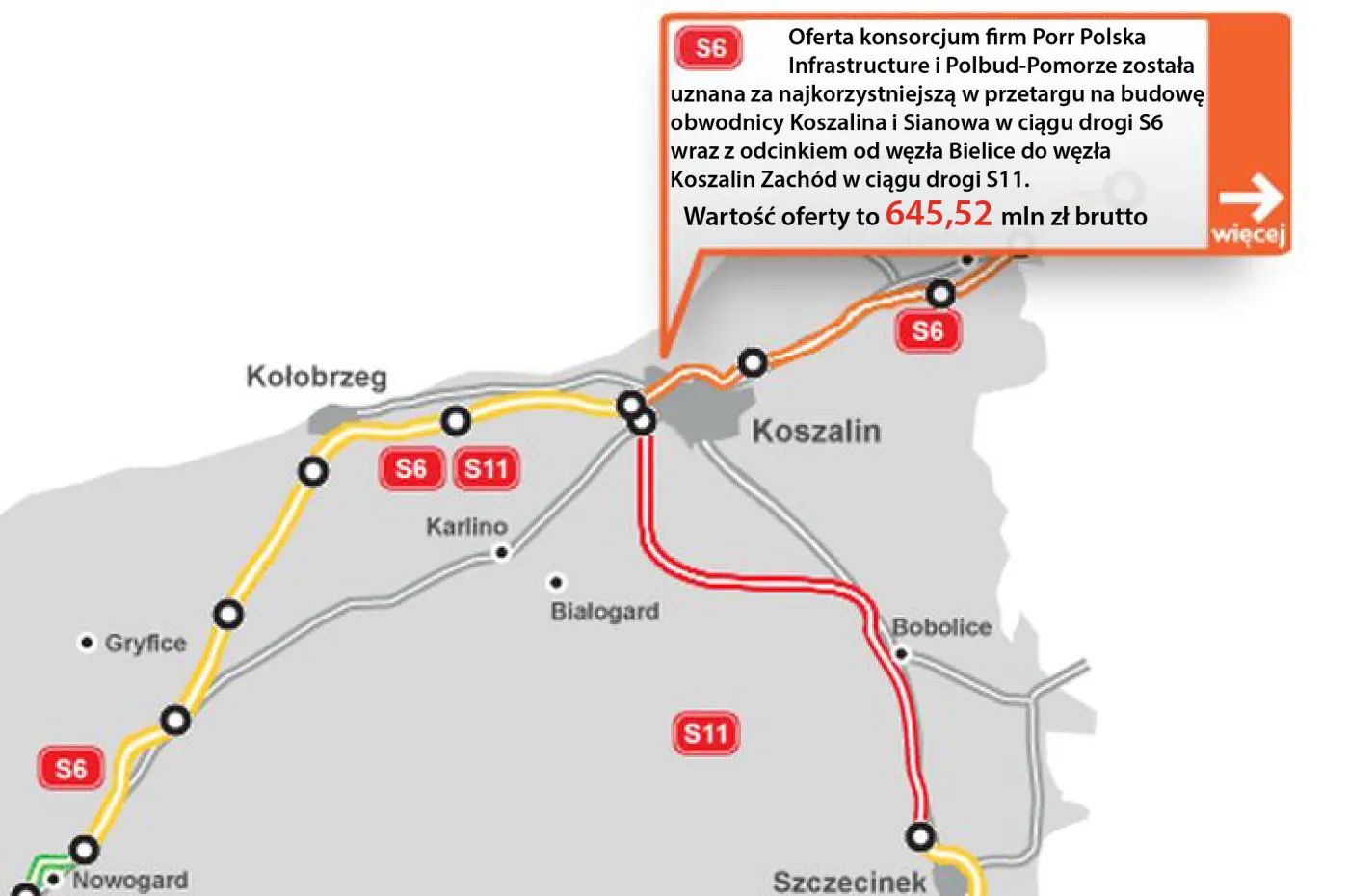 Poznaliśmy wykonawcę obwodnicy Koszalina na odcinku drogi S6