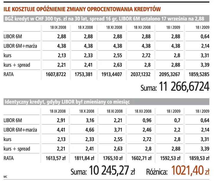 Ile stracili kredytobiorcy?