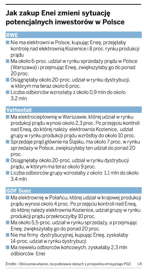 Enea: zamiast trzech inwestorów może być jeden