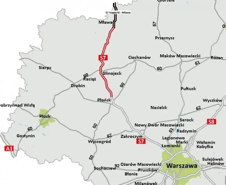 14-kilometrowy odcinek S7 na Mazowszu. Ośmiu wykonawców chce budować ekspresówkę